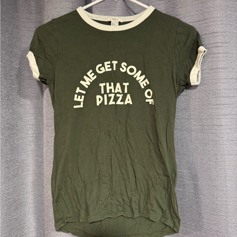 Forever 21 Olive Graphic Tee with White Text
